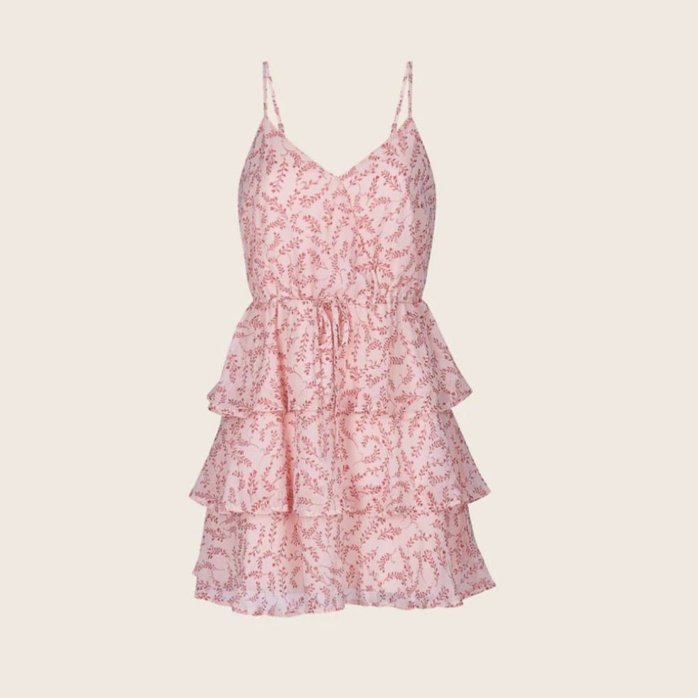 Pink Floral Ruffle Tier Dress - Picture 1 of 7